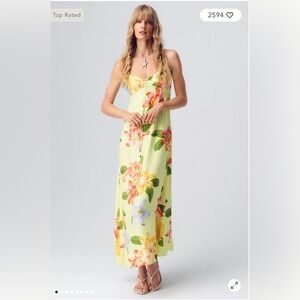 Maeve Sweetheart Slip Dress - size XL - Yellow Motif